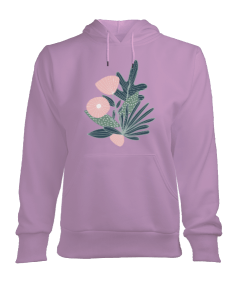 Tisho - çiçek baskılı pembe sweatshirt Kadın Kapşonlu Hoodie Sweatshirt