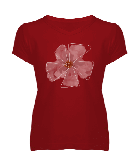 Tisho - Çiçek desenli Kadın V Yaka Tişört