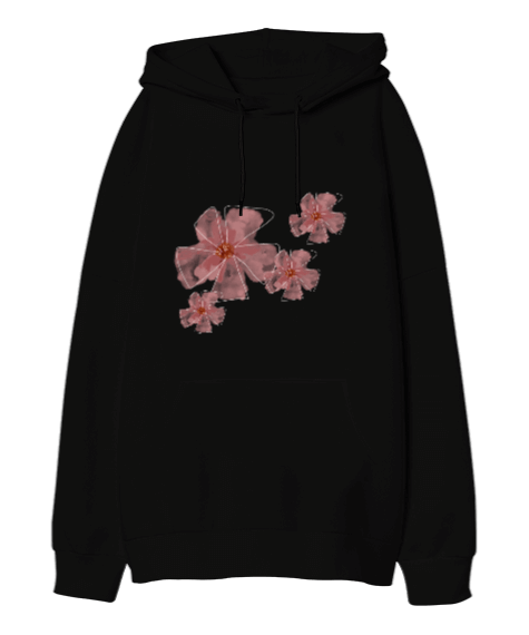 Tisho - Çiçek desenli Oversize Unisex Kapüşonlu Sweatshirt
