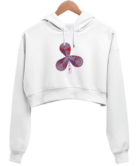 Tisho - Çiçek Kadın Crop Hoodie Kapüşonlu Sweatshirt