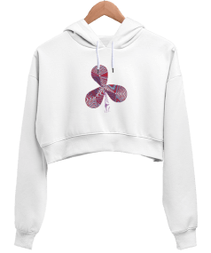 Tisho - Çiçek Kadın Crop Hoodie Kapüşonlu Sweatshirt