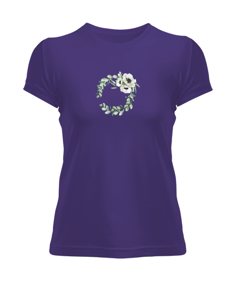 Tisho - Çiçek Mor Kadın Tişört