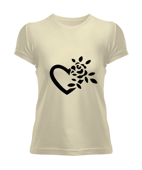 Tisho - Çiçek ve Kalp Figürlü Kadın Tişört