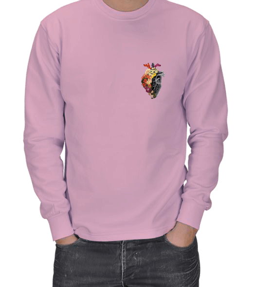 Tisho - Çiçekli Kalp Tasarımlı ERKEK SWEATSHIRT