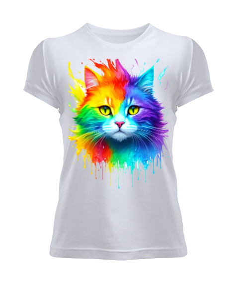 Tisho - Cici Kedi Beyaz Kadın Tişört