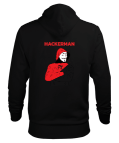 Çift Taraflı Hackerman - Siyah Erkek Kapüşonlu Hoodie Sweatshirt - Thumbnail
