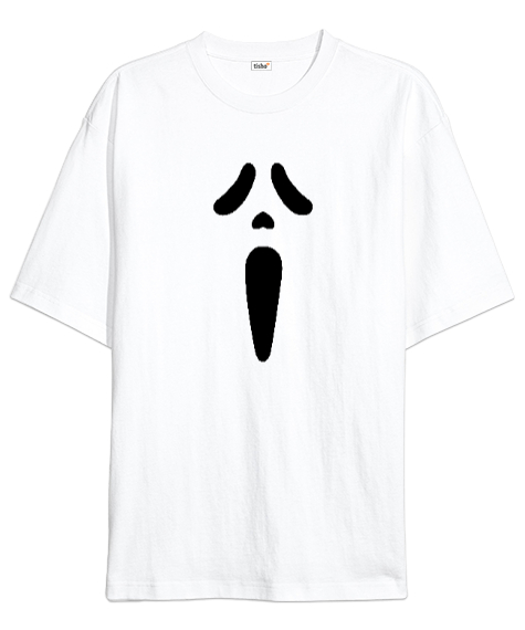 Tisho - Çığlık Maske - Scream Beyaz Oversize Unisex Tişört