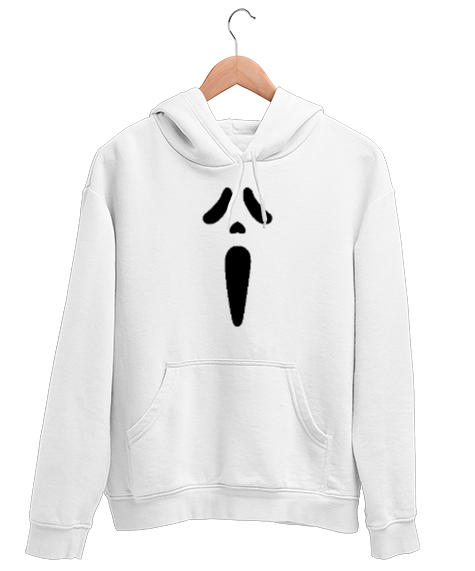 Tisho - Çığlık Maske - Scream Beyaz Unisex Kapşonlu Sweatshirt