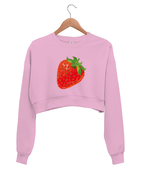 Tisho - çilek kadın crop sweatshirt Kadın Crop Sweatshirt