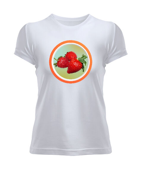 Tisho - Çilek - Strawberry Beyaz Kadın Tişört