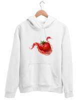 Çilek - Strawberry Beyaz Unisex Kapşonlu Sweatshirt - Tisho