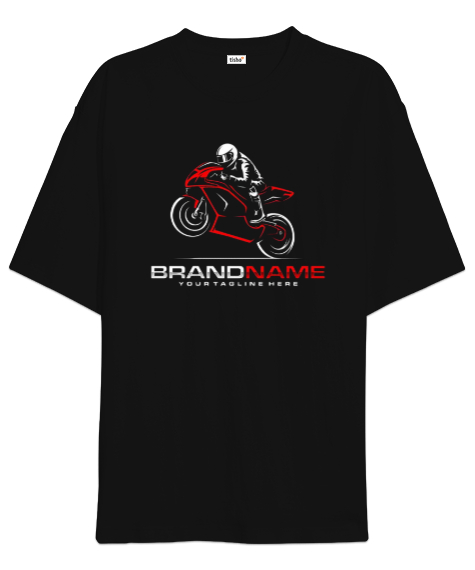 Tisho - Çılgın motorcu Siyah Oversize Unisex Tişört
