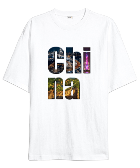 Tisho - Çin - China Beyaz Oversize Unisex Tişört