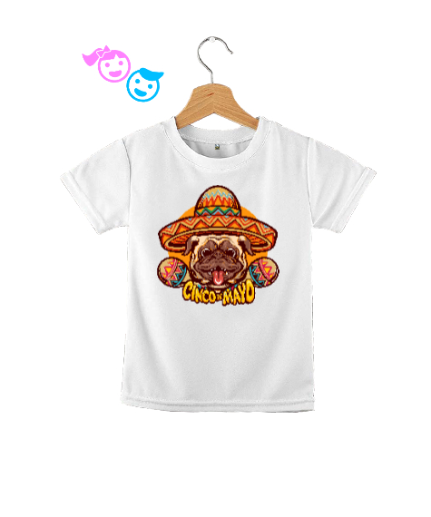 Tisho - Cinco Mayo Komik Sempatik Meksika Şapkalı Gülen Köpek Beyaz Çocuk Unisex
