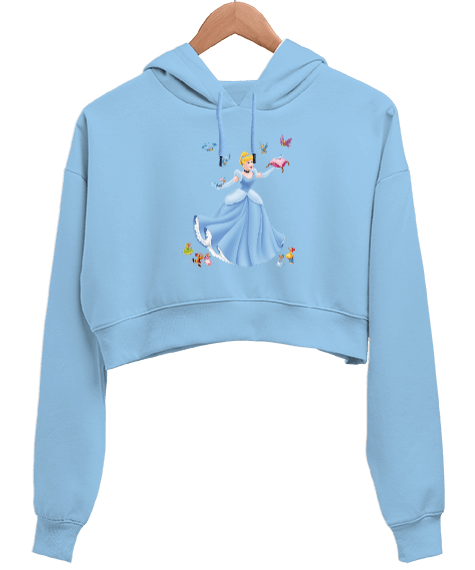 Tisho - Cinderella Kadın Crop Hoodie Kapüşonlu Sweatshirt