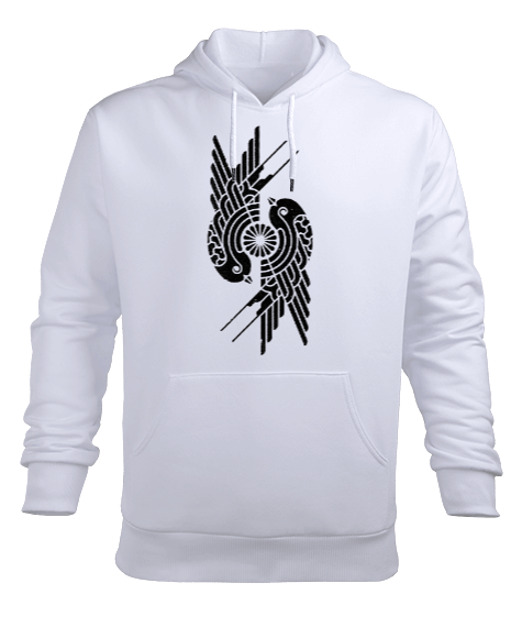 Tisho - Circle Bird Erkek Kapüşonlu Hoodie Sweatshirt