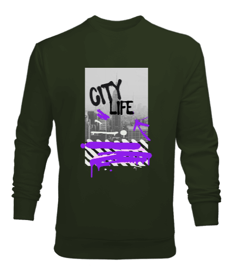 Tisho - City Life Tasarım Baskılı Erkek Sweatshirt