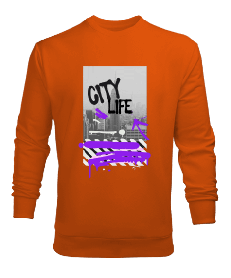 Tisho - City Life Tasarım Baskılı Erkek Sweatshirt