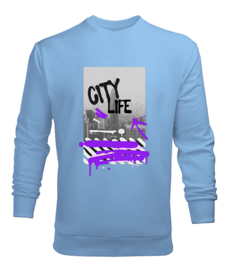 Tisho - City Life Tasarım Baskılı Erkek Sweatshirt