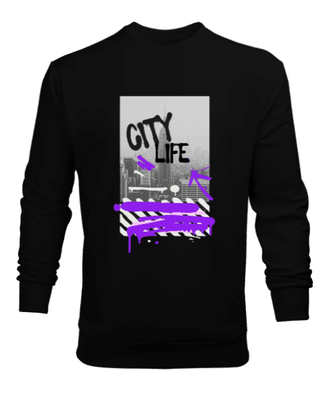Tisho - City Life Tasarım Baskılı Erkek Sweatshirt