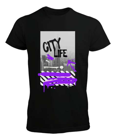 Tisho - City Life Tasarım Baskılı Erkek Tişört