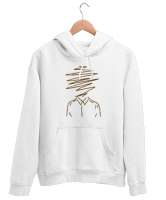 Çizim Adam - Man Draw Beyaz Unisex Kapşonlu Sweatshirt - Tisho