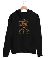 Çizim Adam - Man Draw Siyah Unisex Kapşonlu Sweatshirt - Tisho