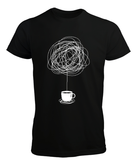 Tisho - Çizim Kahve Fincanı - Coffee Siyah Erkek Tişört