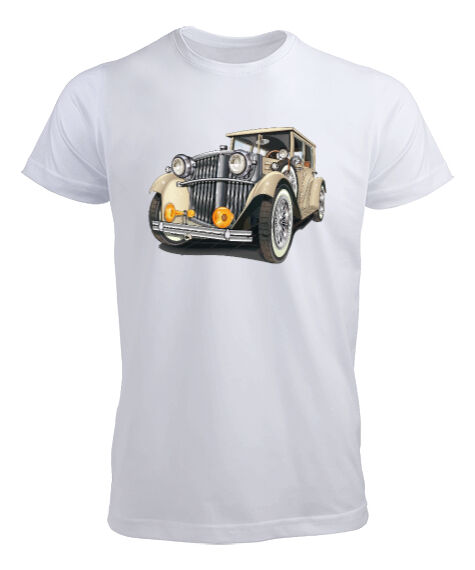 Tisho - Classic Car - Klasik Araba V2 Beyaz Erkek Tişört
