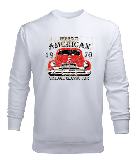Tisho - Classic Vintage Car - Klasik Araba Beyaz Erkek Sweatshirt