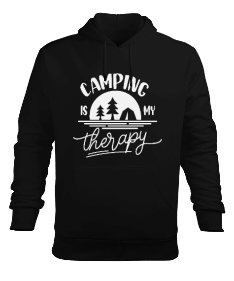Tisho - CO-01 Camping Is My Therapy Erkek Kapüşonlu Hoodie Sweatshirt