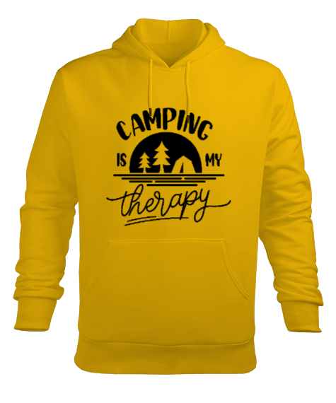 Tisho - CO-01 Camping Is My Therapy Erkek Kapüşonlu Hoodie Sweatshirt