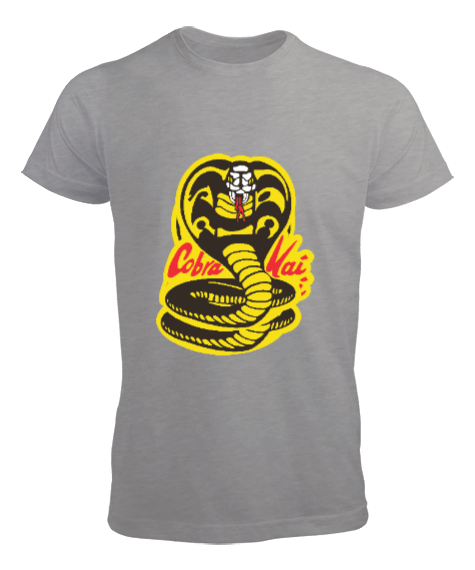 Tisho - Cobra Kai Karate Kid Baskılı Gri Erkek Tişört