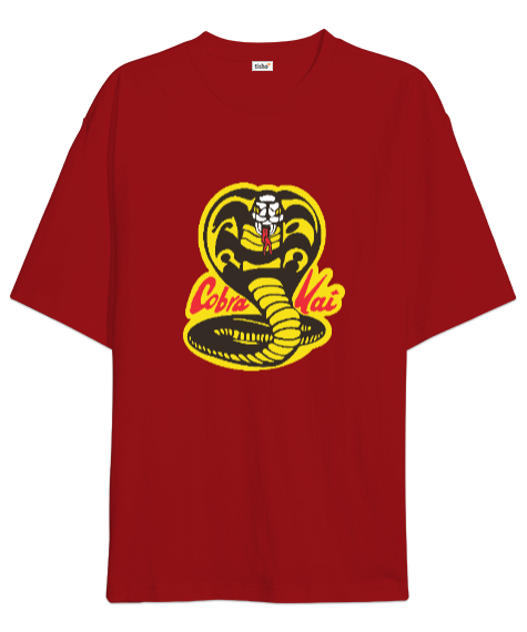 Tisho - Cobra Kai Karate Kid Baskılı Kırmızı Oversize Unisex Tişört
