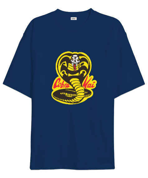 Tisho - Cobra Kai Karate Kid Baskılı Lacivert Oversize Unisex Tişört