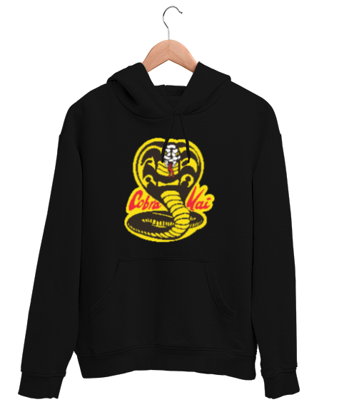Tisho - Cobra Kai Karate Kid Baskılı Siyah Unisex Kapşonlu Sweatshirt