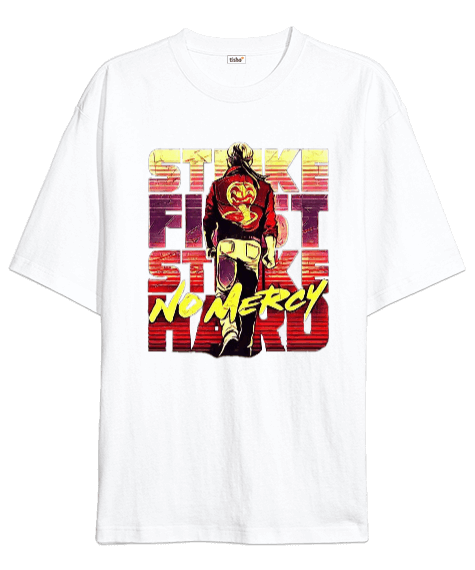 Tisho - Cobra Kai No Mercy Tasarım Baskılı Oversize Unisex Tişört