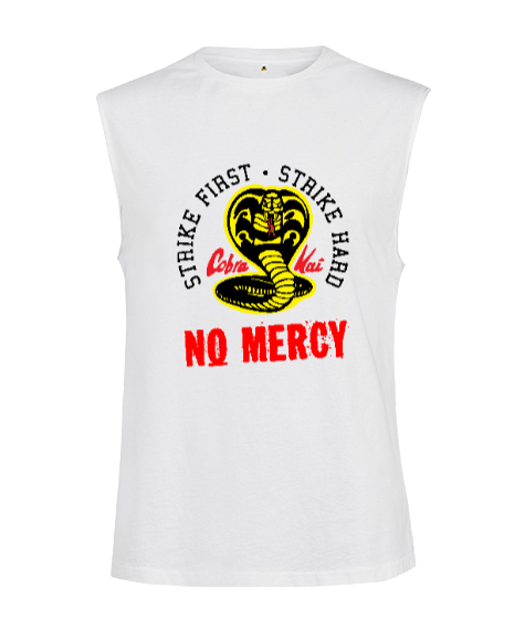 Tisho - Cobra Kai No Mercy V2 Beyaz Kesik Kol Unisex Tişört