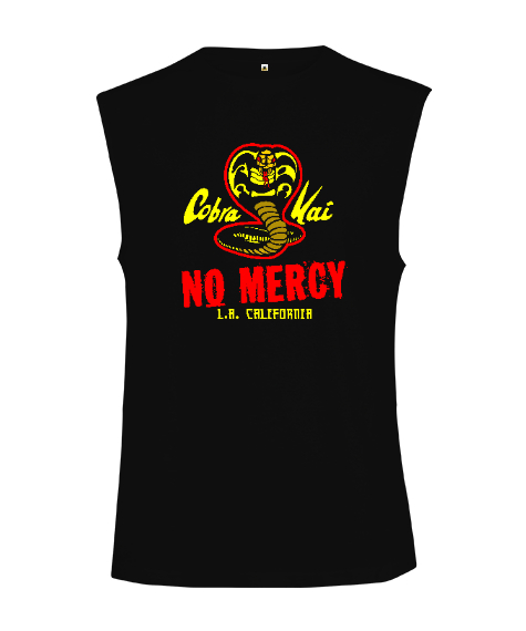 Cobra Kai No Mercy V2 Siyah Kesik Kol Unisex Tişört