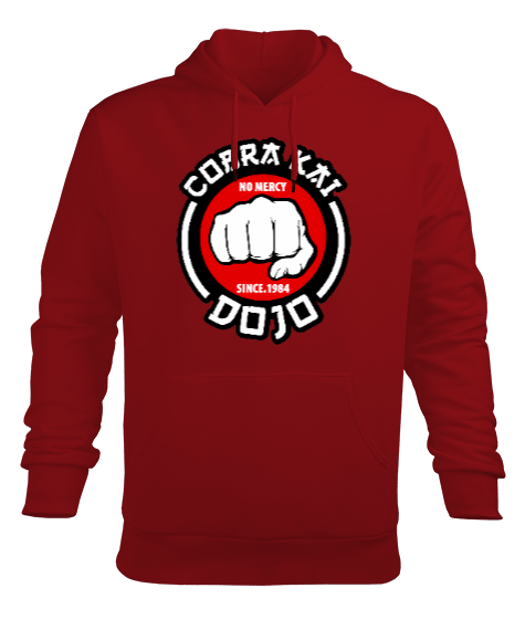 Tisho - Cobra Kay Dojo Baskılı Kırmızı Erkek Kapüşonlu Hoodie Sweatshirt