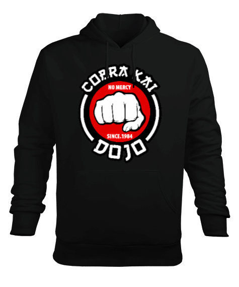 Tisho - Cobra Kay Dojo Baskılı Siyah Erkek Kapüşonlu Hoodie Sweatshirt