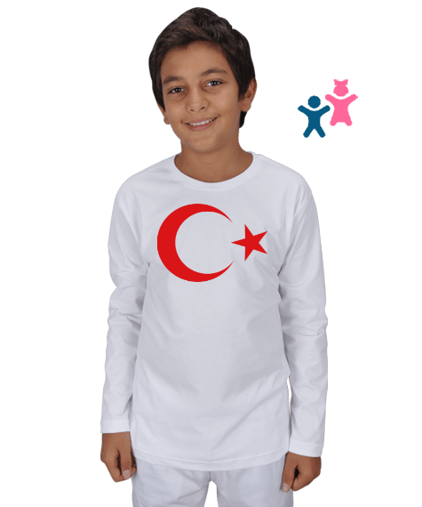 Tisho - Çocuk Ay Yıldız Baskılı Tişört Çocuk Unisex Uzunkollu