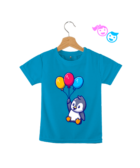 Tisho - çocuk balon penguen mavi Çocuk Unisex