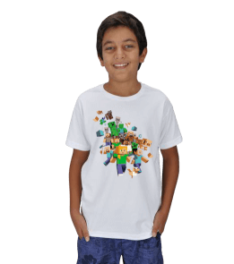 Tisho - Çocuk Minecraft T-Shirt Çocuk Unisex