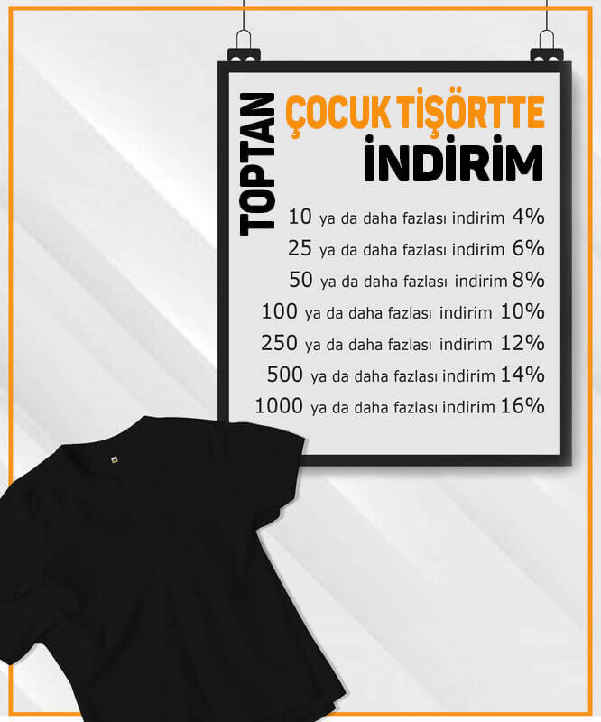 Tisho - Çocuk Unisex Siyah Baskısız Toptan Tişört