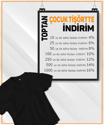 Çocuk Unisex Siyah Baskısız Toptan Tişört - Tisho
