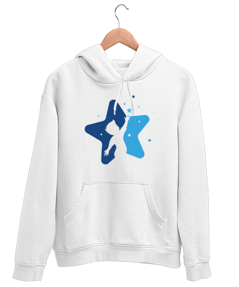 Tisho - Çocuk ve Yıldızlar Beyaz Unisex Kapşonlu Sweatshirt