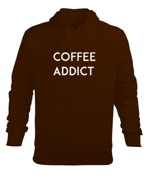 Tisho - Coffee Addict Kahverengi TiNCiR Erkek Kapüşonlu Hoodie Sweatshirt