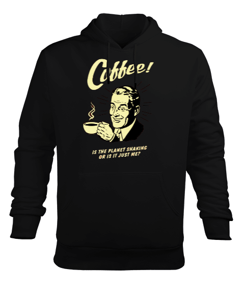 Tisho - Coffee Tasarım ve Text Baskılı Erkek Kapüşonlu Hoodie Sweatshirt