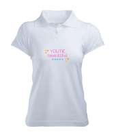 Çok Güzelsin Beyaz Kadın Polo Yaka Tişört - Tisho